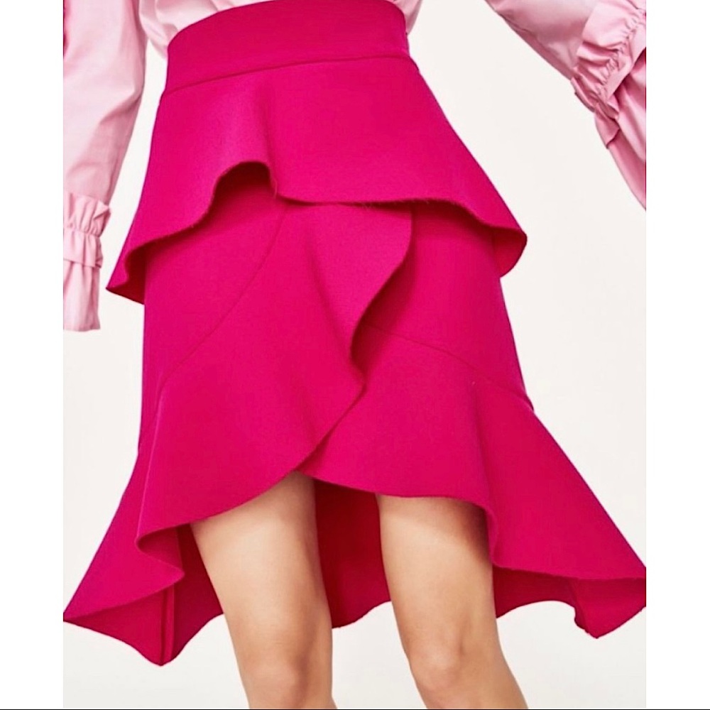 Zara NWT Tiered Ruffle High-Low Skirt